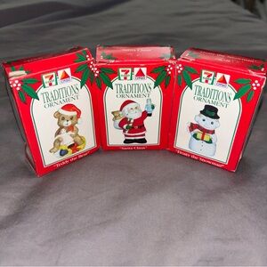 Traditions Ornament Set - Santa, Snowman, Bear